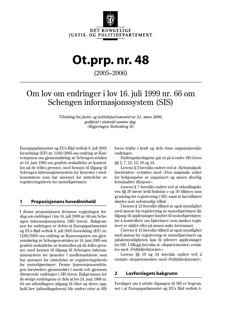 Forsiden av dokumentet Ot.prp. nr. 48 (2005-2006)