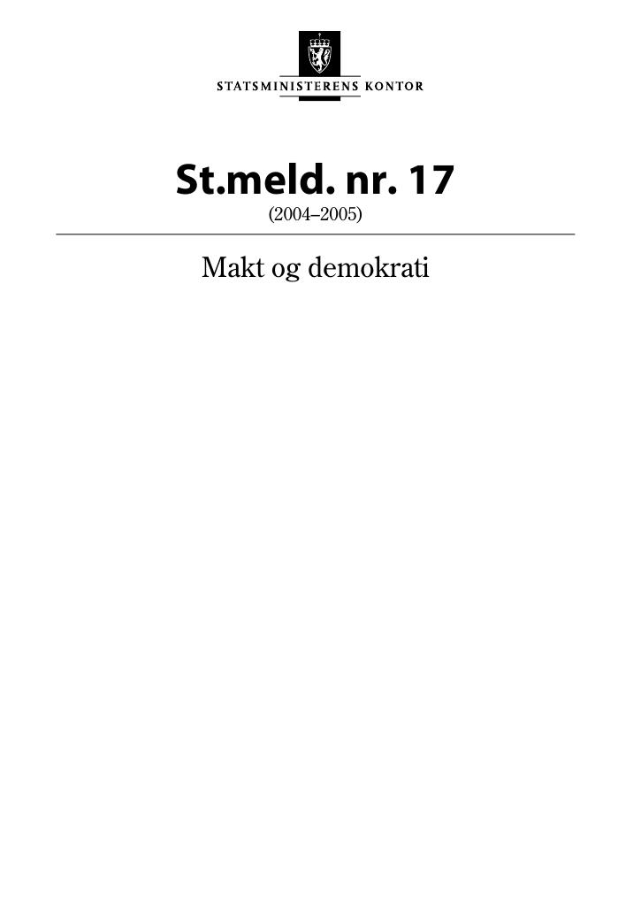 Forsiden av dokumentet St.meld. nr. 17 (2004-2005)