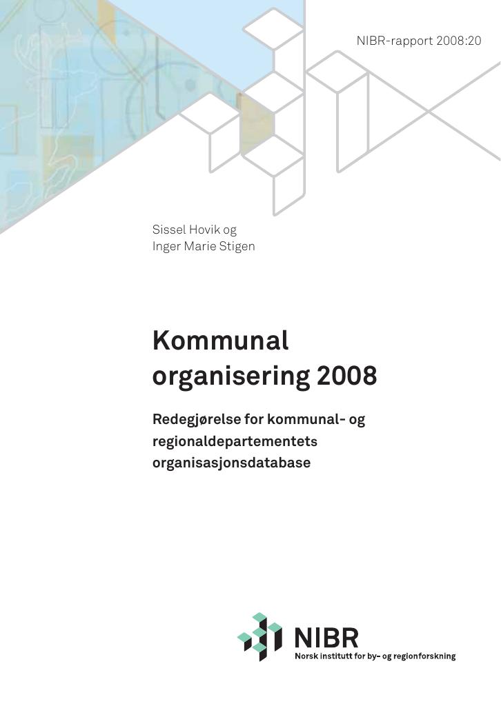Forsiden av dokumentet Kommunal organisering 2008
