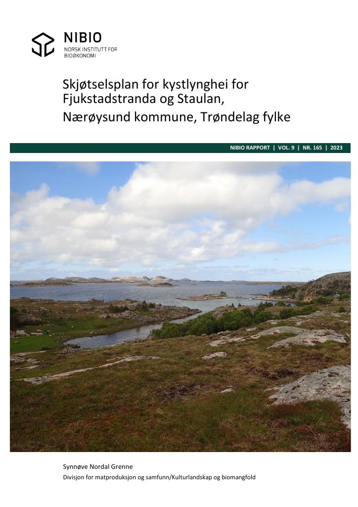 Forsiden av dokumentet Skjøtselsplan for kystlynghei for Fjukstadstranda og Staulan, Nærøysund kommune, Trøndelag fylke