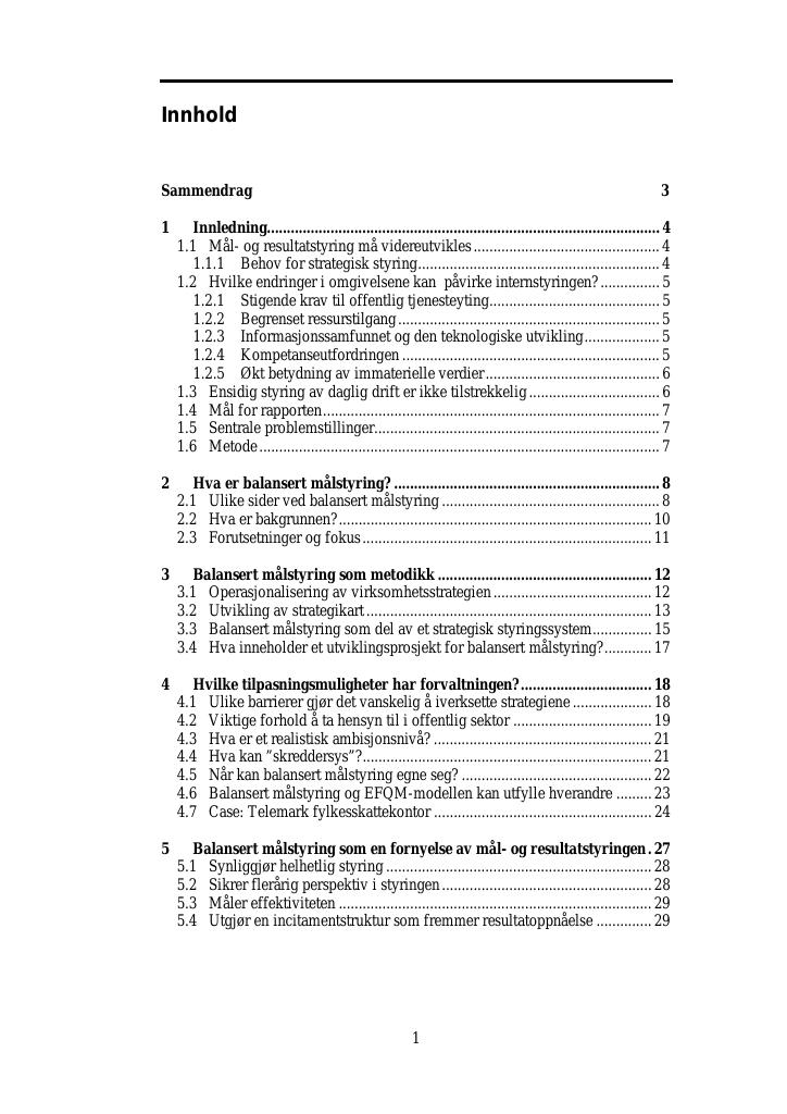 Forsiden av dokumentet Balansert malstyring i offentlig sektor
