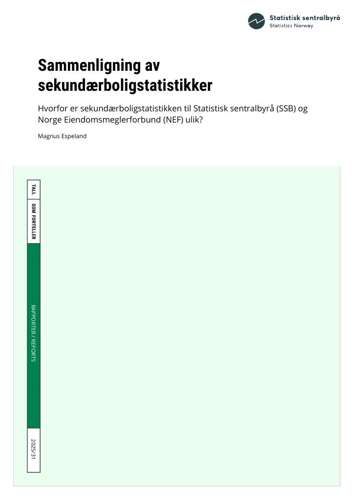 Forsiden av dokumentet Sammenligning av sekundærboligstatistikker