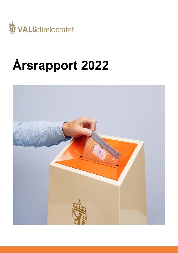 Forsiden av dokumentet Årsrapport Valgdirektoratet 2022