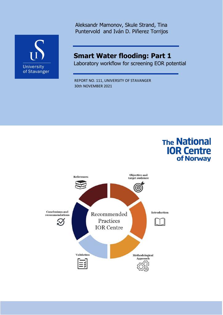 Forsiden av dokumentet Smart Water flooding: Part 1 : laboratory workflow for screening EOR potential