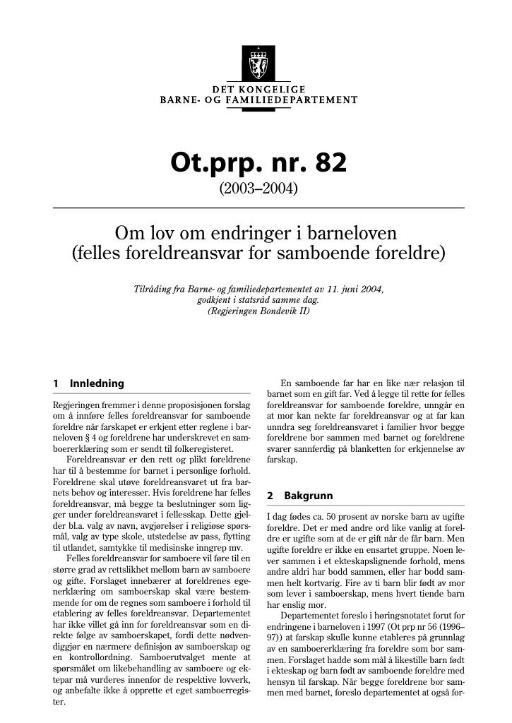 Forsiden av dokumentet Ot.prp. nr. 82 (2003-2004)