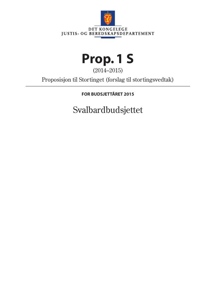 Forsiden av dokumentet Prop. 1 S (2014–2015)