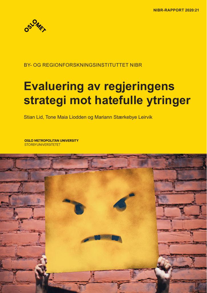 Forsiden av dokumentet Evaluering av regjeringens strategi mot hatefulle ytringer