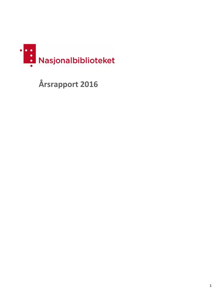 Forsiden av dokumentet Årsrapport Nasjonalbiblioteket 2016