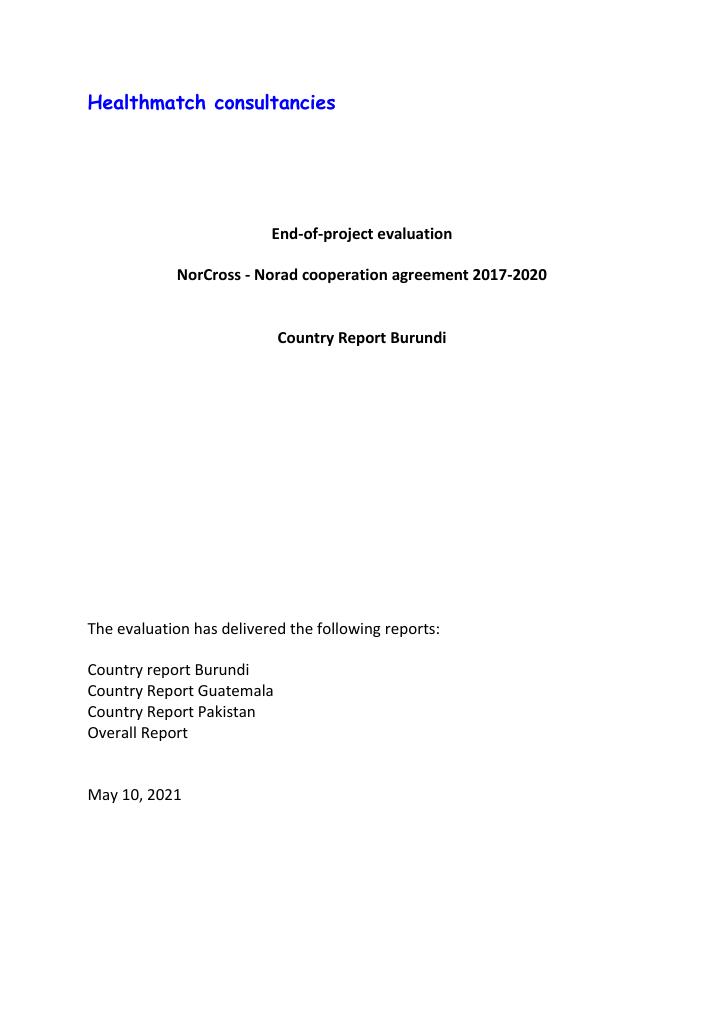 Forsiden av dokumentet End-of-project evaluation - NorCross - Norad cooperation agreement 2017-2020