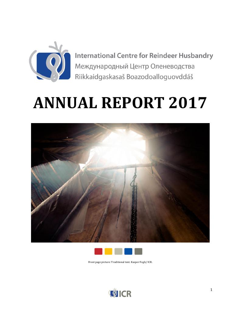 Forsiden av dokumentet Årsrapport Internasjonalt Reindriftssenter 2017