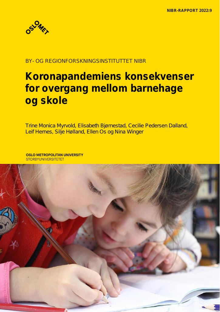 Forsiden av dokumentet Konsekvenser av koronapandemien for barnehagene og skolestarterne