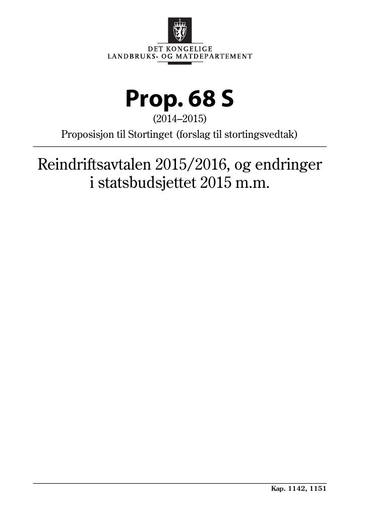 Forsiden av dokumentet Prop. 68 S (2014-2015)