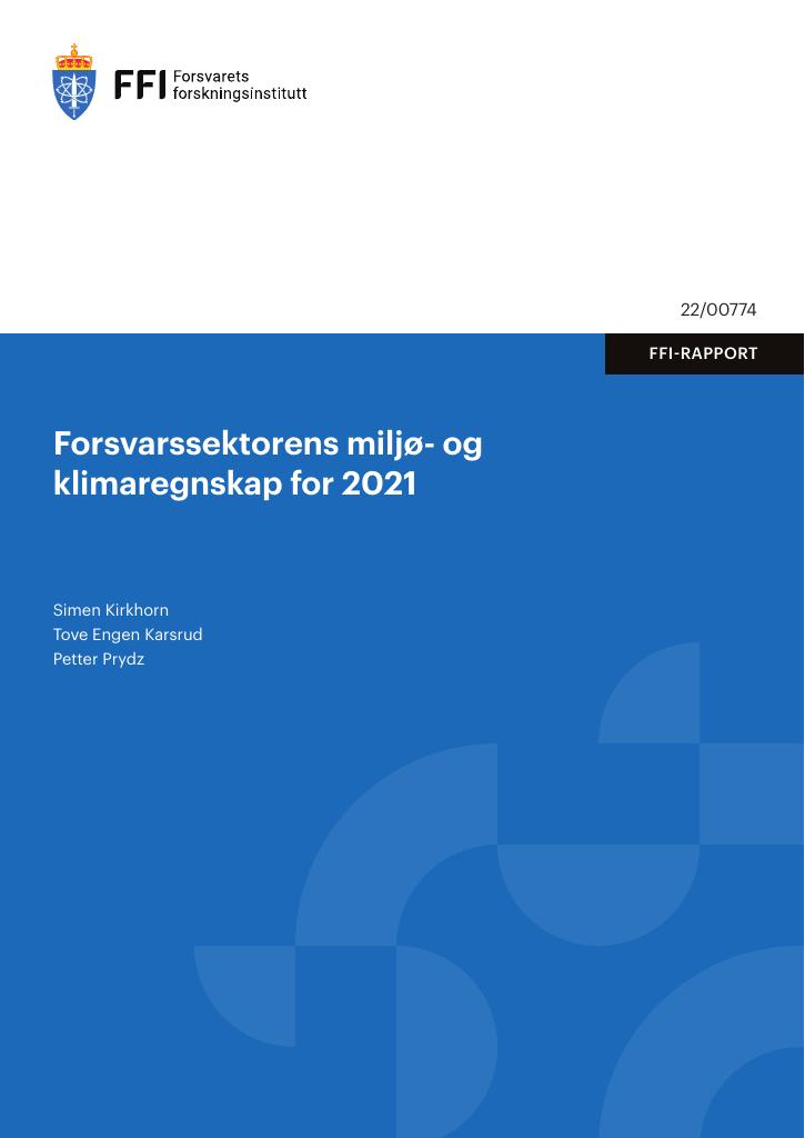 Forsiden av dokumentet Forsvarssektorens miljø- og klimaregnskap for 2021