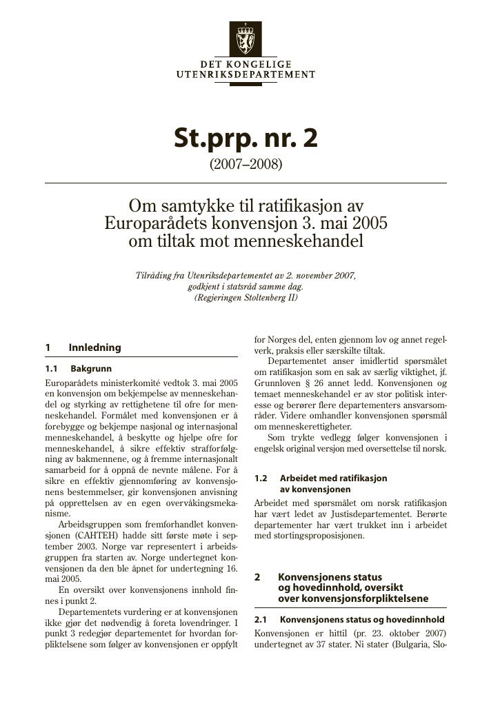 Forsiden av dokumentet St.prp. nr. 2 (2007-2008)