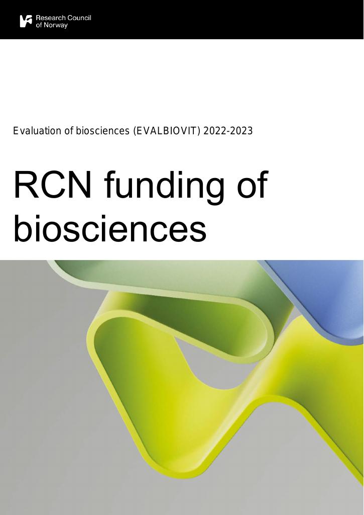 Forsiden av dokumentet RCN funding of biosciences