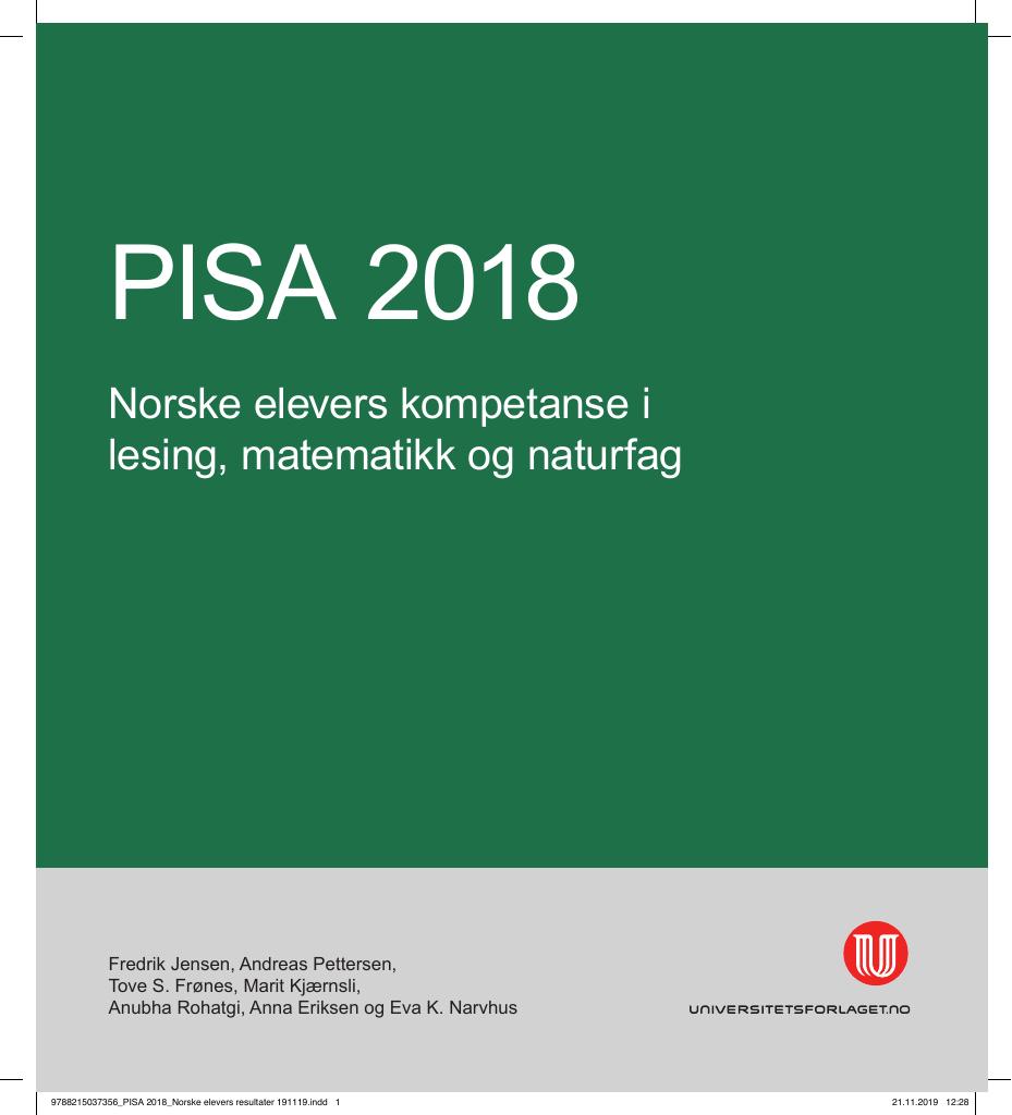 Forsiden av dokumentet PISA 2018 – resultater