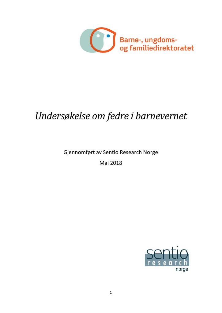 Forsiden av dokumentet Undersøkelse om fedre i barnevernet