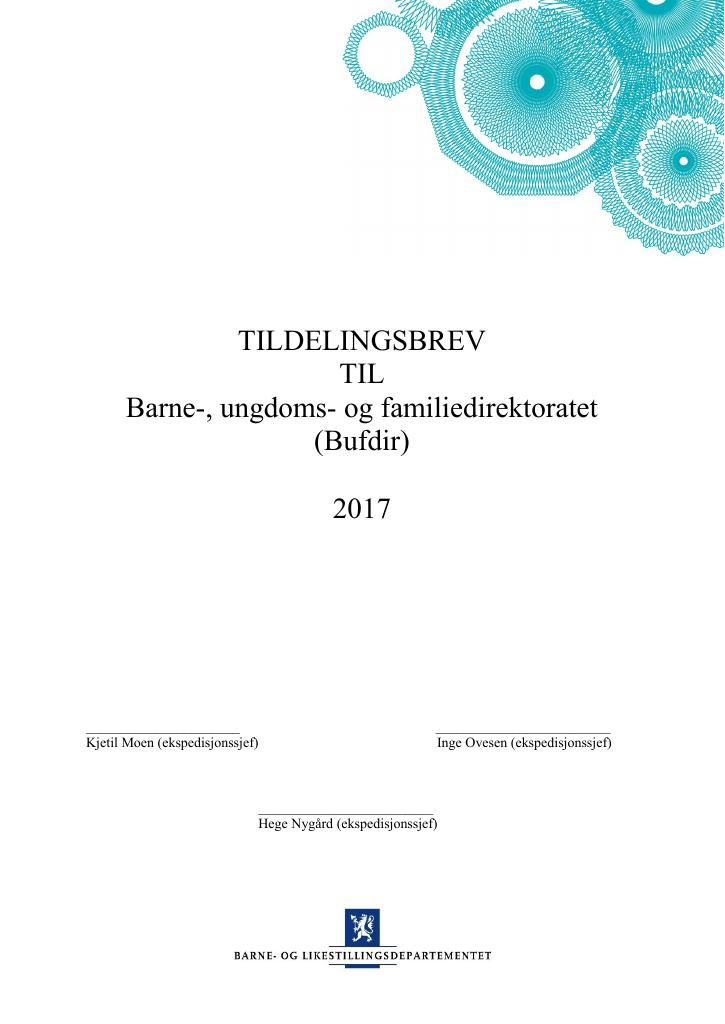 Forsiden av dokumentet Tildelingsbrev 2017