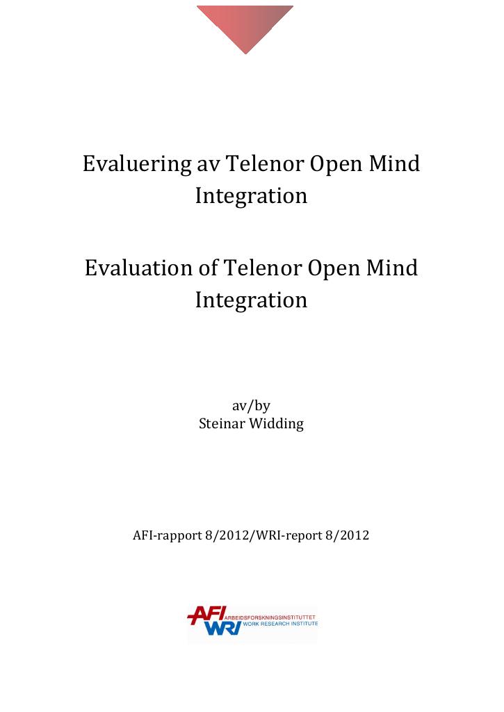 Forsiden av dokumentet Evaluering av Telenor Open Mind Integration