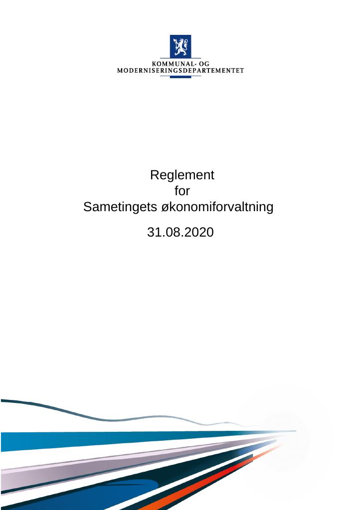 Forsiden av dokumentet Reglement for Sametingets økonomiforvaltning