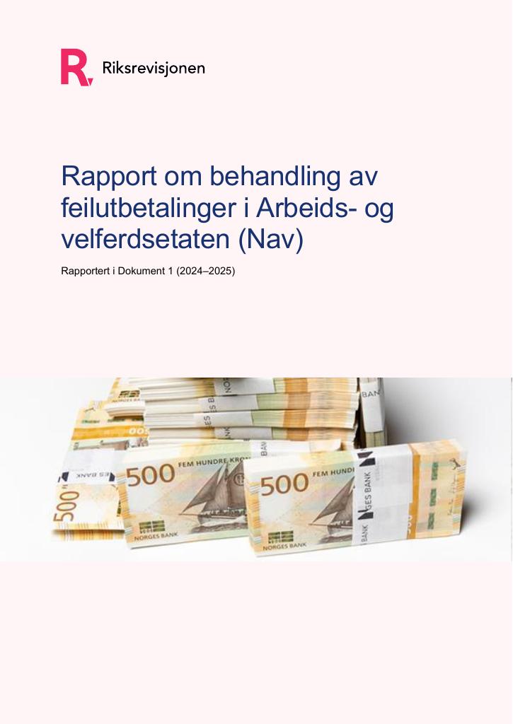 Forsiden av dokumentet Behandling av feilutbetalinger i Arbeids- og velferdsetaten (Nav)