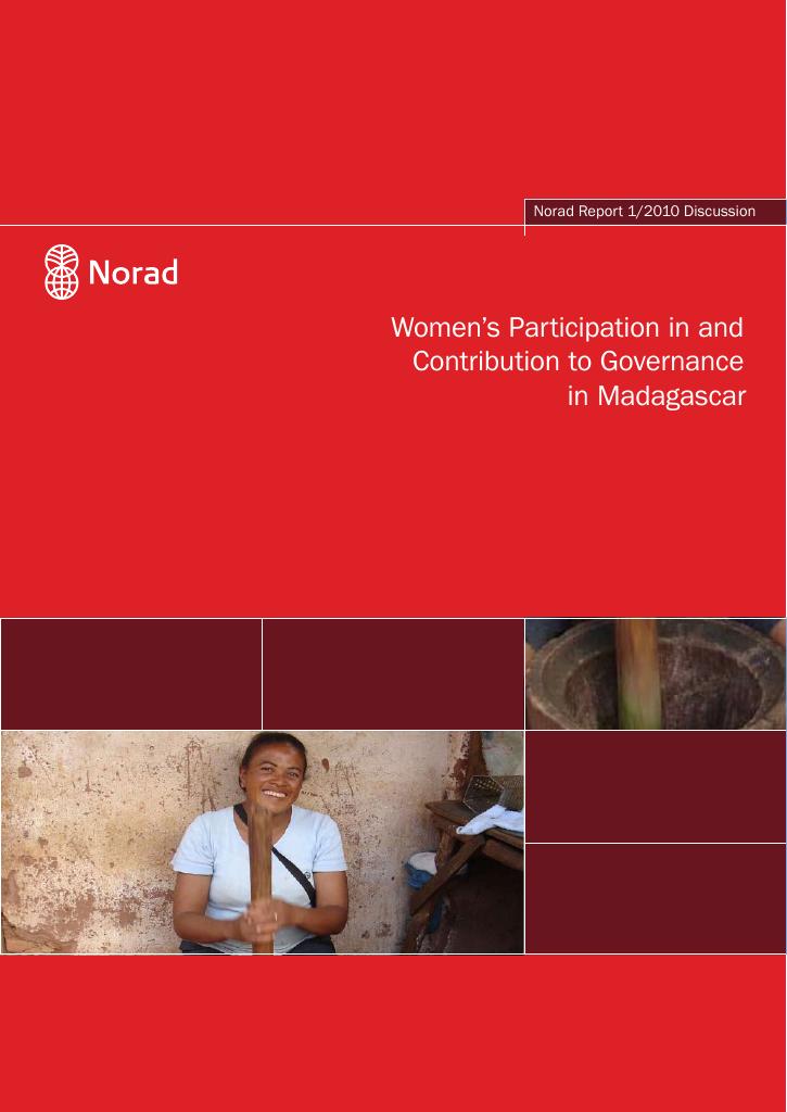 Forsiden av dokumentet Women’s Participation in and Contribution to Governance in Madagascar