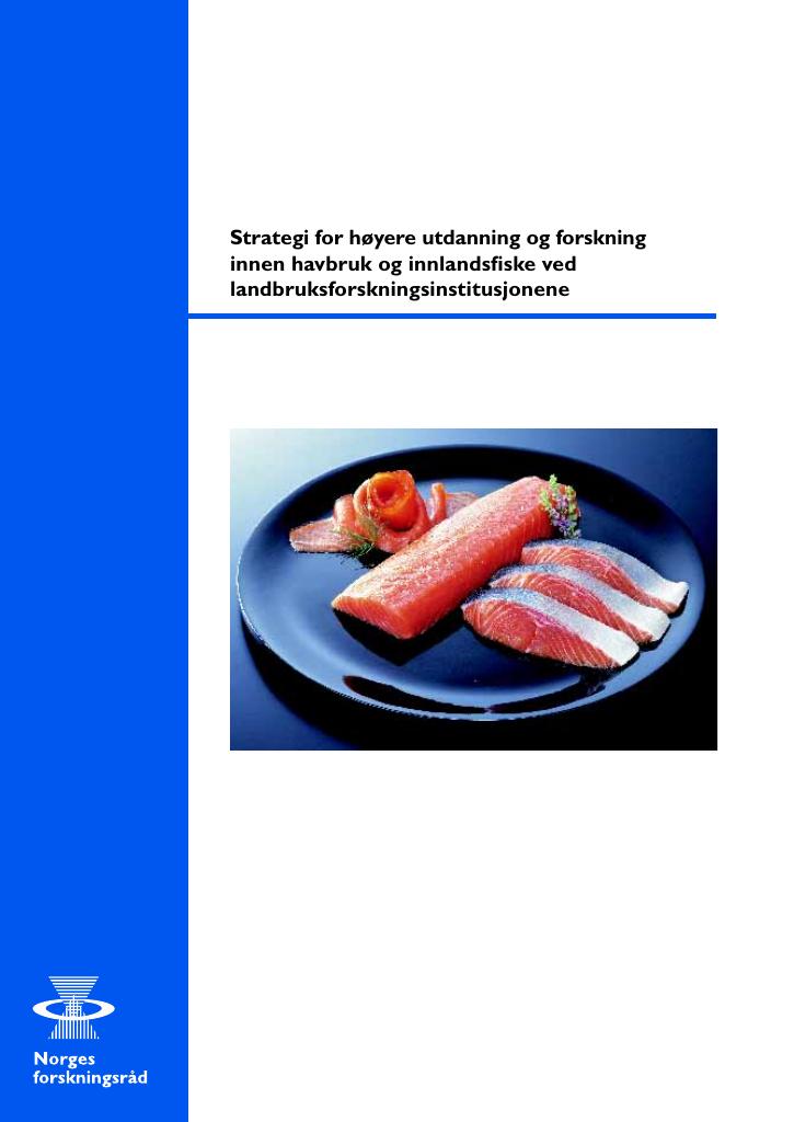 Forsiden av dokumentet Strategi for høyere utdanning og forskning innen havbruk og innlandsfiske ved landbruksforskningsinstitusjonene