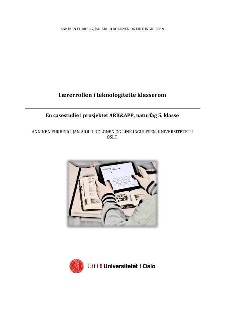 Forsiden av dokumentet Lærerrollen i teknologitette klasserom