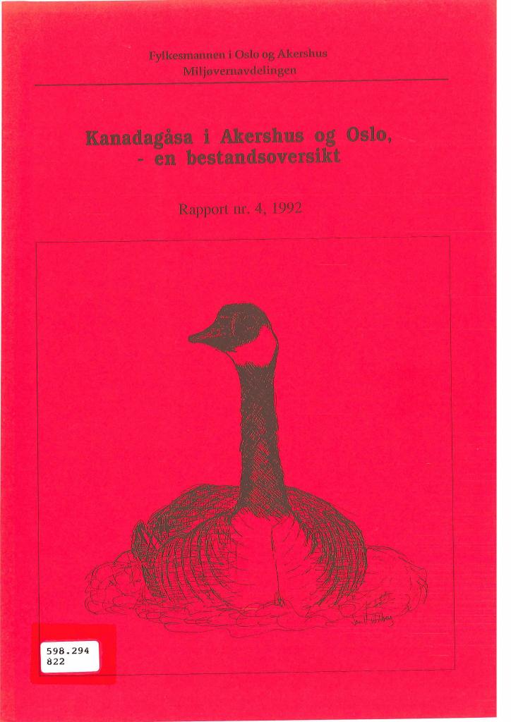 Forsiden av dokumentet Kanadagåsa i Akershus og Oslo - en bestandsoversikt