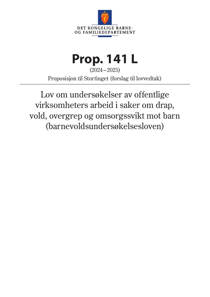 Forsiden av dokumentet Prop. 141 L (2024–2025)