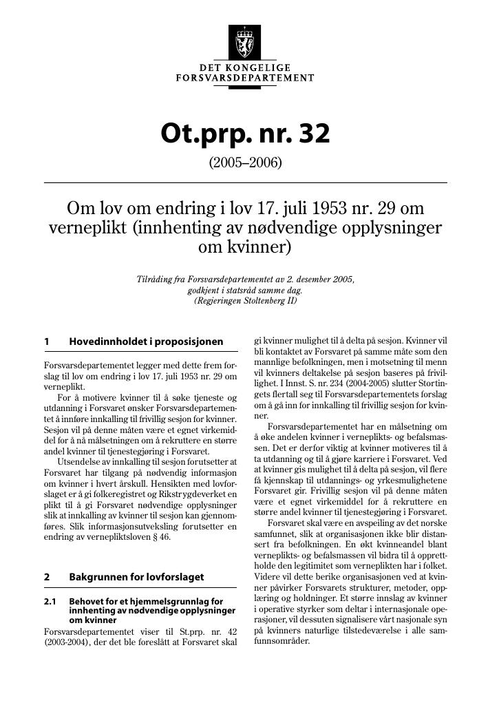 Forsiden av dokumentet Ot.prp. nr. 32 (2005-2006)