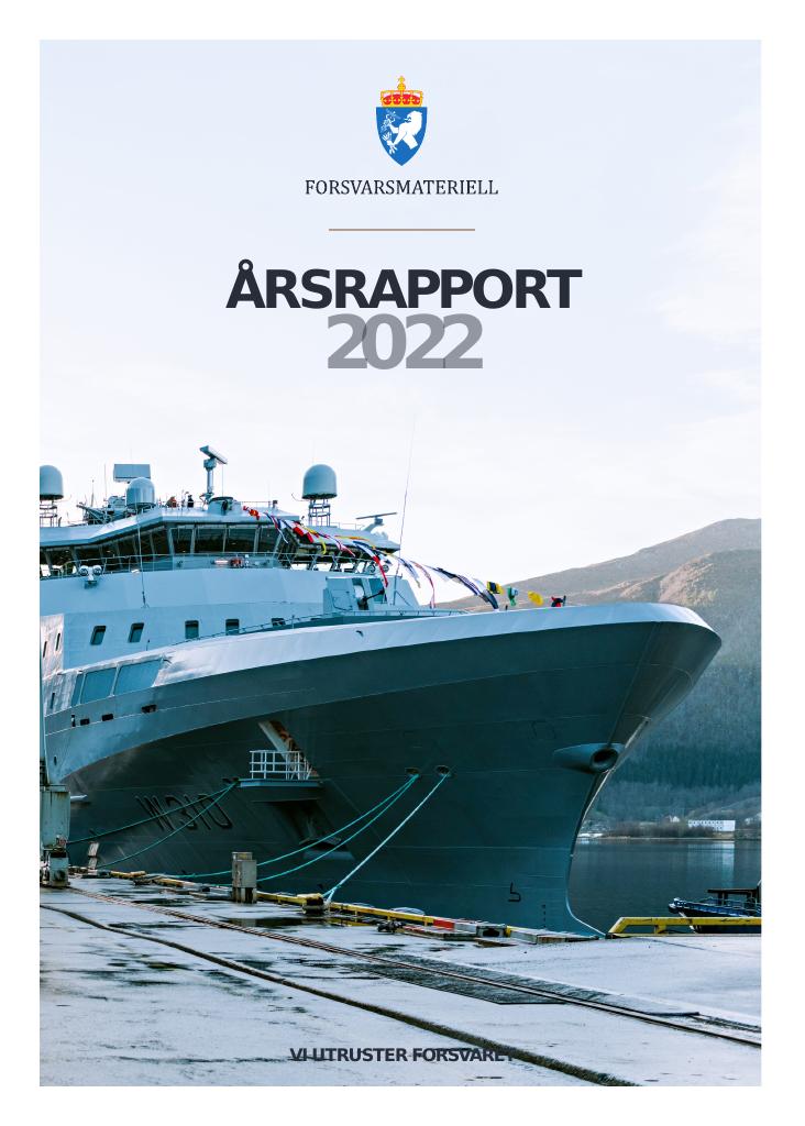 Forsiden av dokumentet Årsrapport Forsvarsmateriell 2022