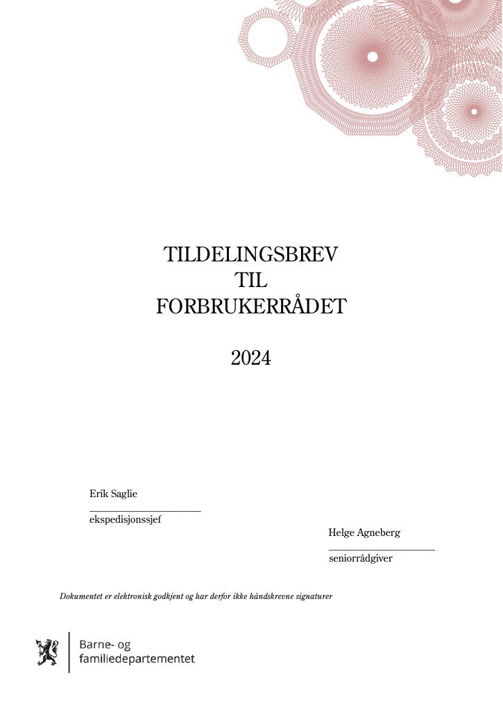 Forsiden av dokumentet Tildelingsbrev 2024