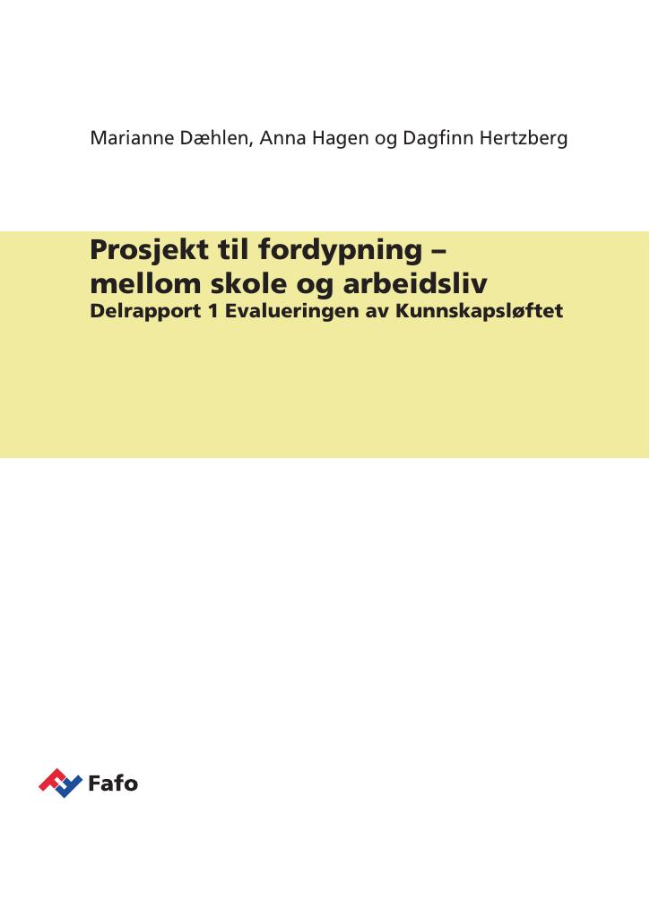 Forsiden av dokumentet Prosjekt til fordypning, 2008
