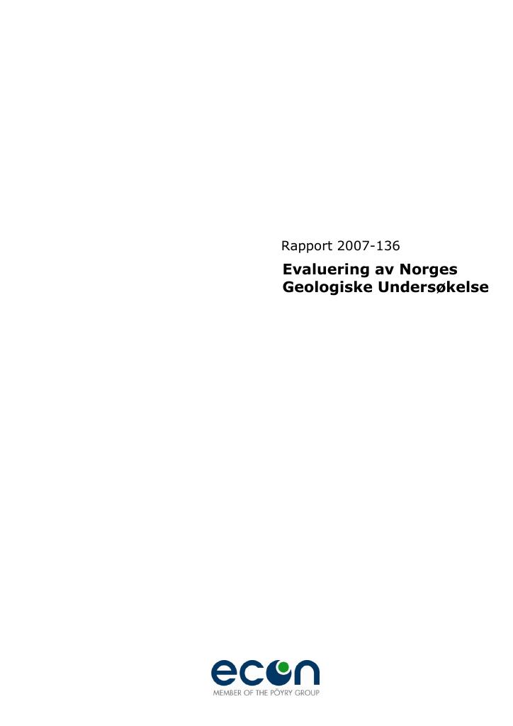 Forsiden av dokumentet Evaluering av Norges geologiske undersøkelse