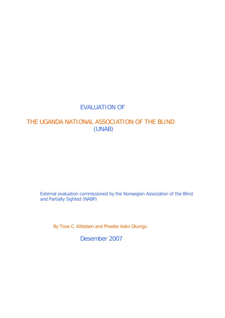 Forsiden av dokumentet Evaluation of The Uganda National Association of the Blind