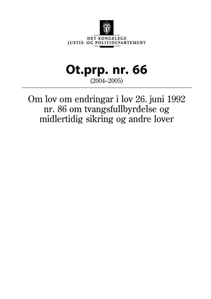 Forsiden av dokumentet Ot.prp. nr. 66 (2004-2005)