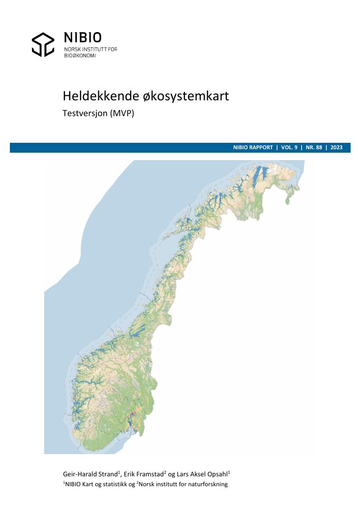 Forsiden av dokumentet Heldekkende økosystemkart : testversjon (MVP)