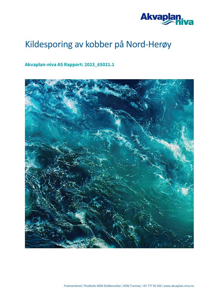 Forsiden av dokumentet Kildesporing av kobber på Nord-Herøy