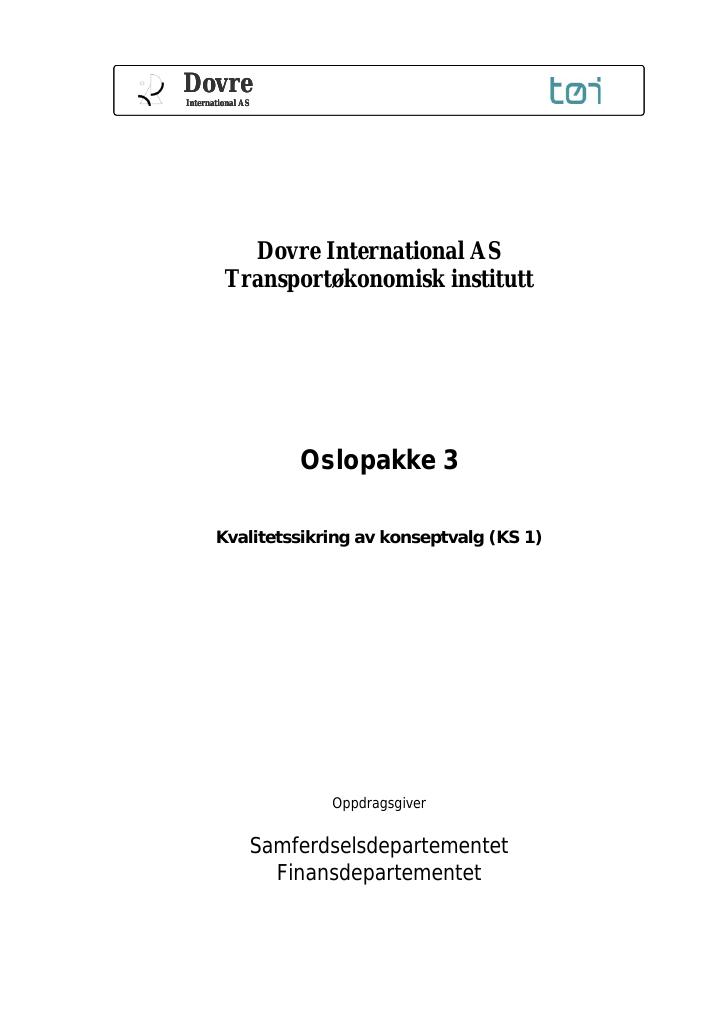 Forsiden av dokumentet Oslopakke 3