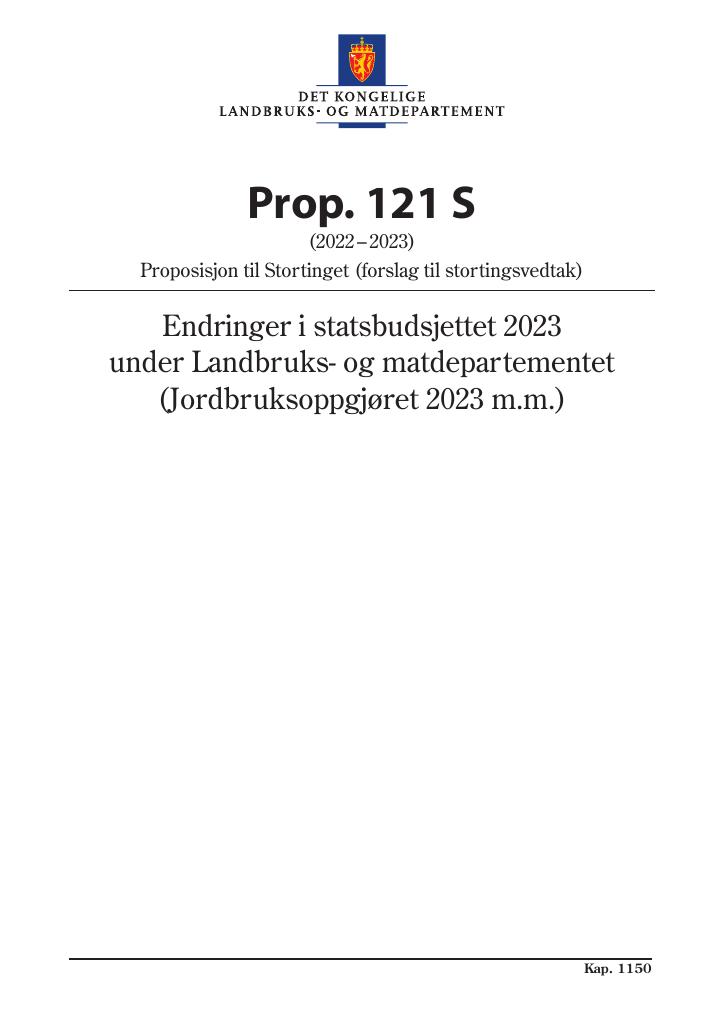 Forsiden av dokumentet Prop. 121 S (2022–2023)