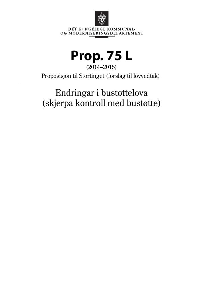 Forsiden av dokumentet Prop. 75 L (2014-2015)