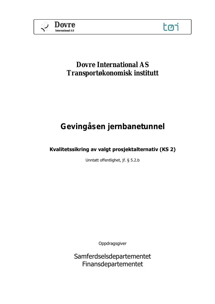 Forsiden av dokumentet Gevingsåsen jernbanetunnel
