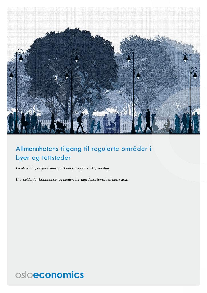 Forsiden av dokumentet Allmennhetens tilgang til regulerte områder i byer og tettsteder