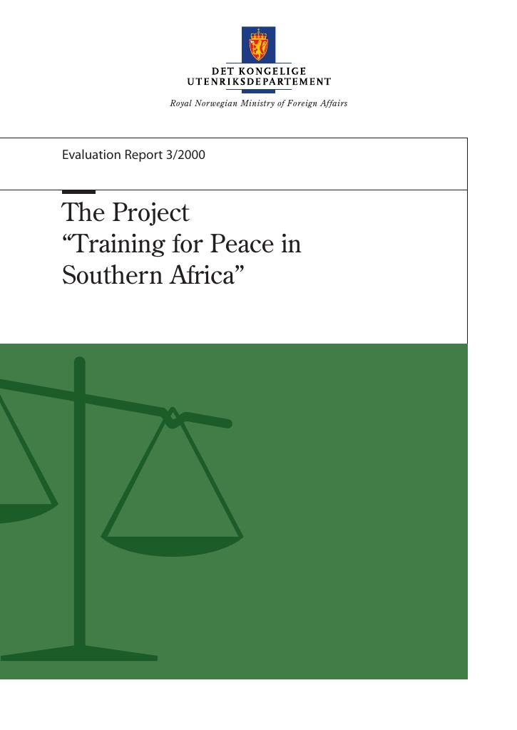 Forsiden av dokumentet The Project "Training for Peace in Southern Africa"