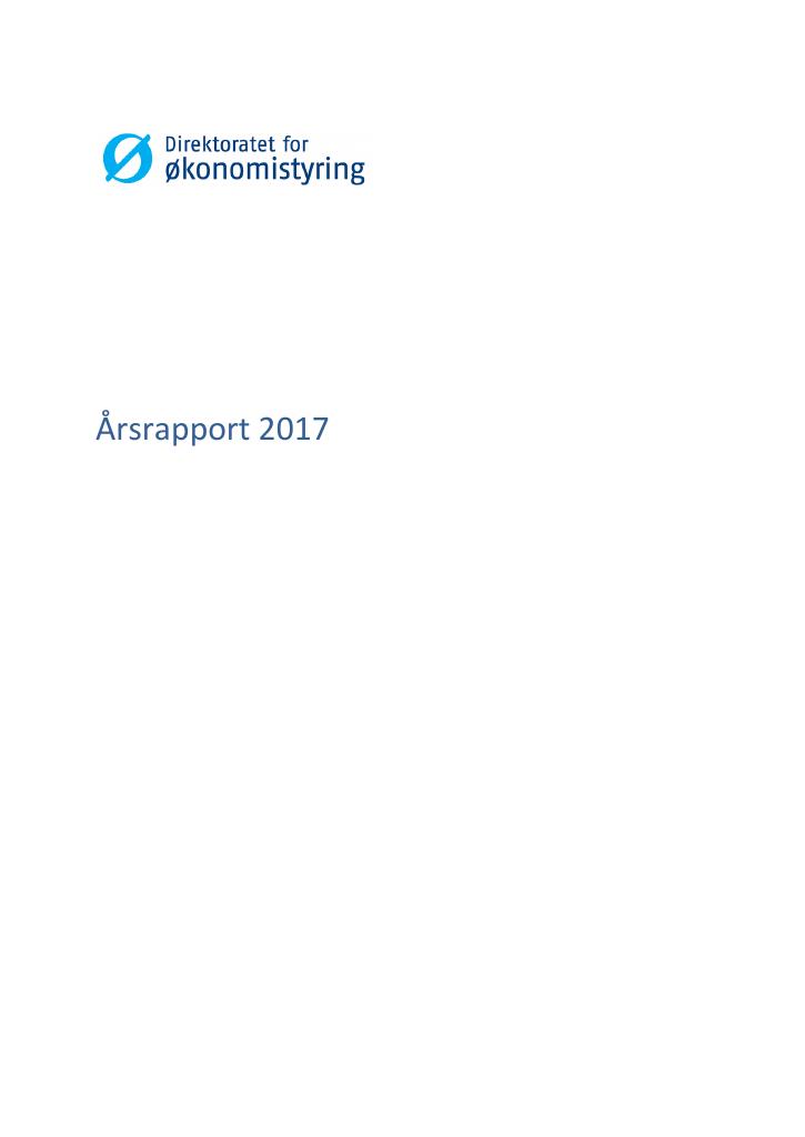 Forsiden av dokumentet Årsrapport DFØ 2017
