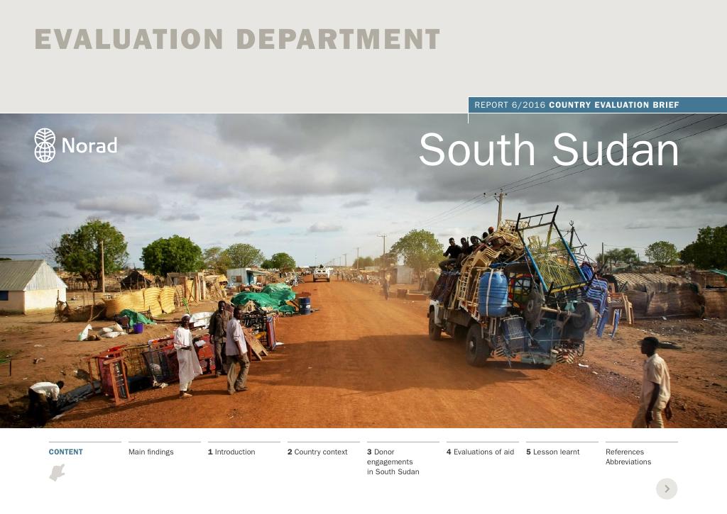 Forsiden av dokumentet Country Evaluation Brief: South Sudan