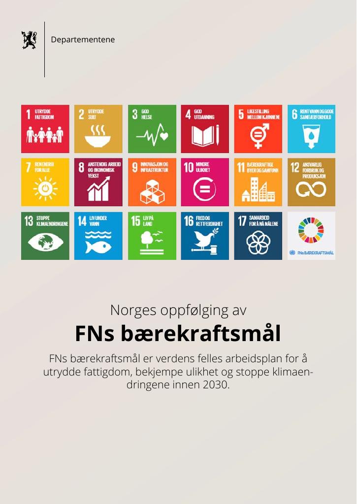 Forsiden av dokumentet Norges oppfølging av  FNs bærekraftsmål