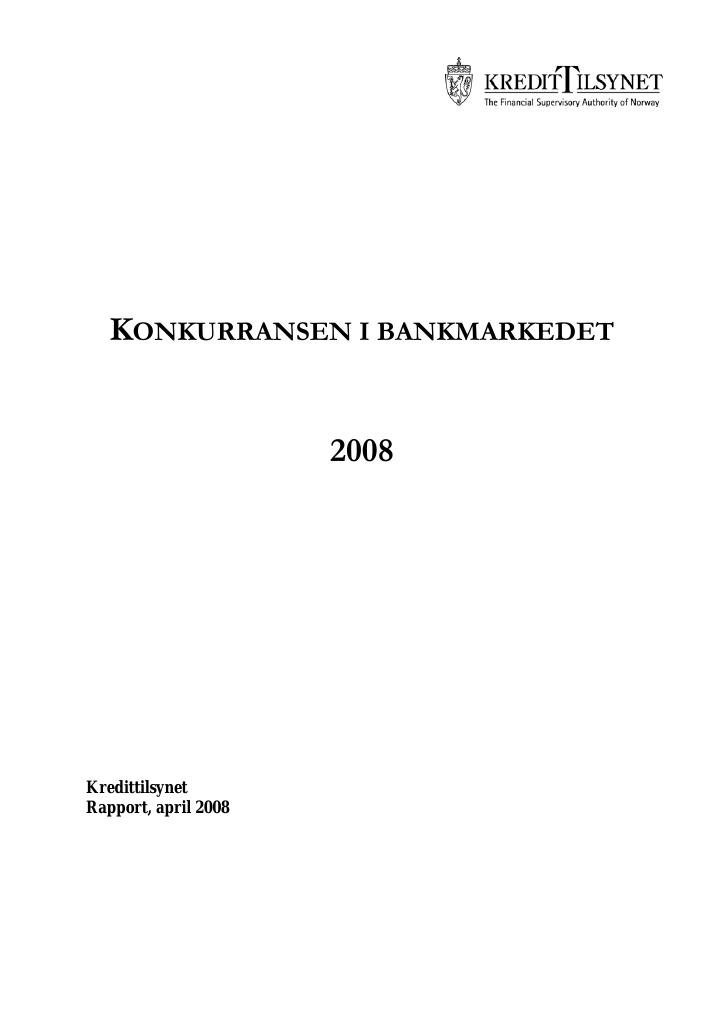 Forsiden av dokumentet Konkurransen i bankmarkedet