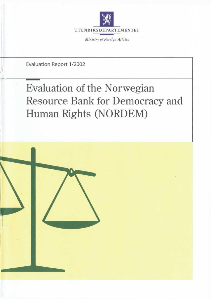 Forsiden av dokumentet Evaluation of the Norwegian Resource Bank for Democracy and Human Rights (NORDEM)